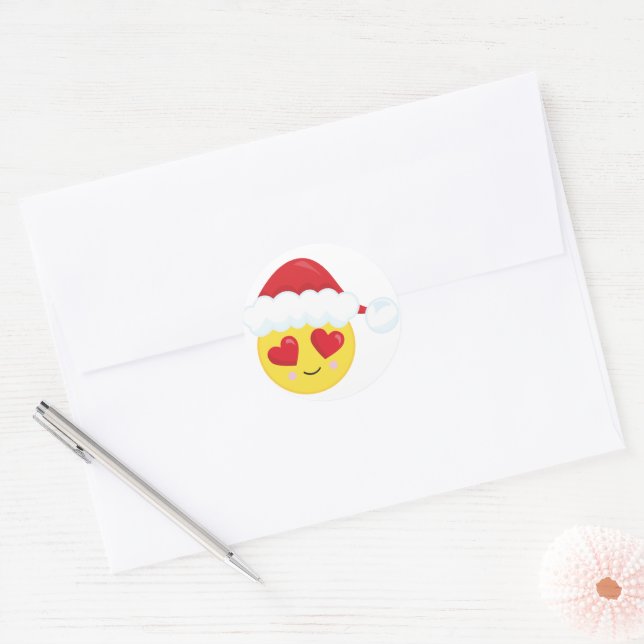 Adesivo Emoji do Papai Noel com Olhos de Coração Natal (Envelope)