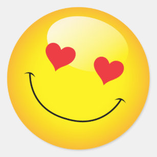 Adesivo Emoji Emoticon, Um Sorriso, Adora Olhos De Coração