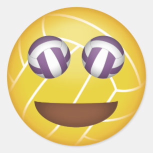 Adesivo emoji feliz do voleibol da cara das meninas