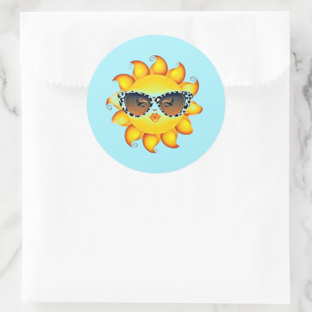 Adesivo Emoji Girl Sunvidles Round Sky Blue Stickers (Bolsa)