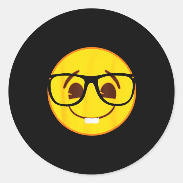 Adesivo Emoji Nerd Gles Yellow Smile Face  (Frente)