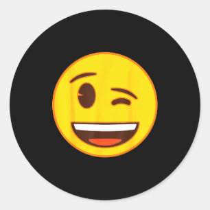 Adesivo Emoji Oficial Cara Amarela Sorriso Piscando Olho