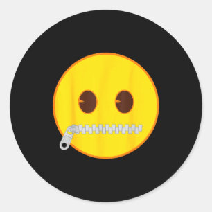 Adesivo Emoji Oficial Rosto Sorriso Amarelo Boca Zíper