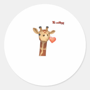 Adesivo emoji pisando beijando cara de girafa cardíaca