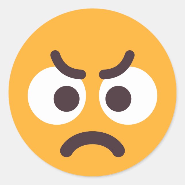 Adesivo Emoji: Rosto Bravo, Divertido, Cores Editáveis Emo (Frente)