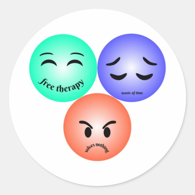 Adesivo Emoji sente-se com citações felizes, tristes e zan (Frente)