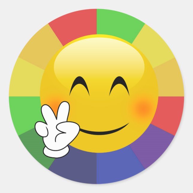 Adesivo Emoji Sinal de Paz Rainbow Burst Stickers (Frente)