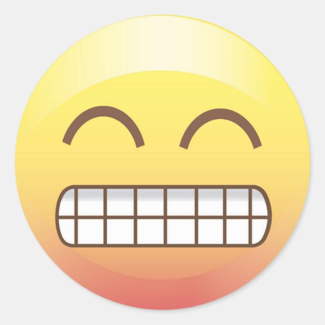 Adesivo Emoji Sticker Amarelo Sorriso dos Dentes (Frente)