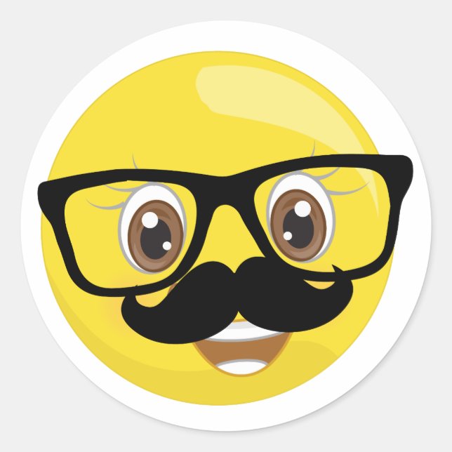 Adesivo Emoji Stickers Com bigode e óculos (Frente)