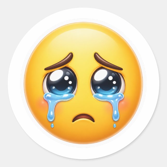 Adesivo Emoji Triste Chorando Soft Estético (Frente)