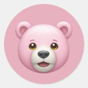 Adesivo Emoji, Urso Rosa Adorável