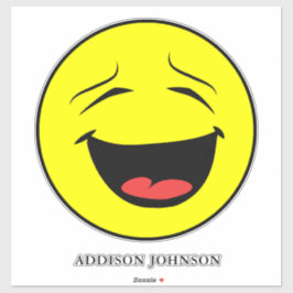 Adesivo Emoji Yellow Face Humorosa, Rindo, Adicione Nome 1