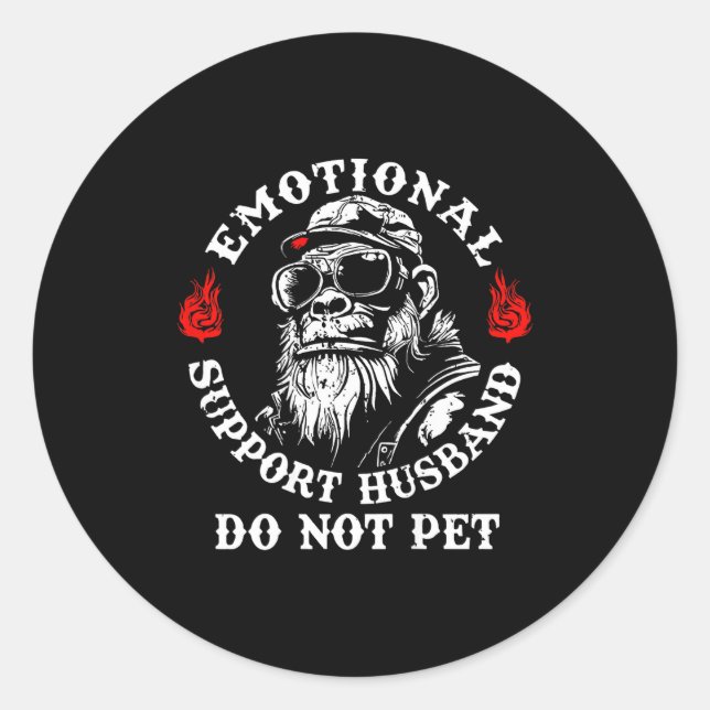 Adesivo Emotional Suprt Husband Do Not Pet Funny Monkey (o (Frente)