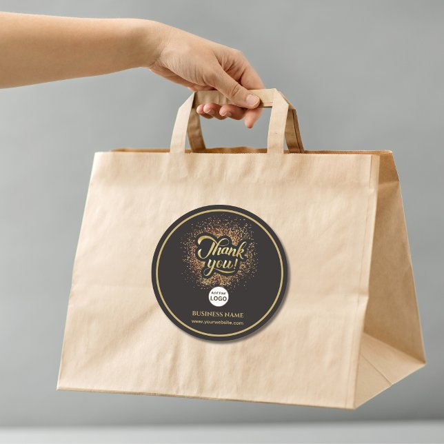 Adesivo Empresa comercial Obrigado Dourado | Adicionar LOG (Criador carregado)