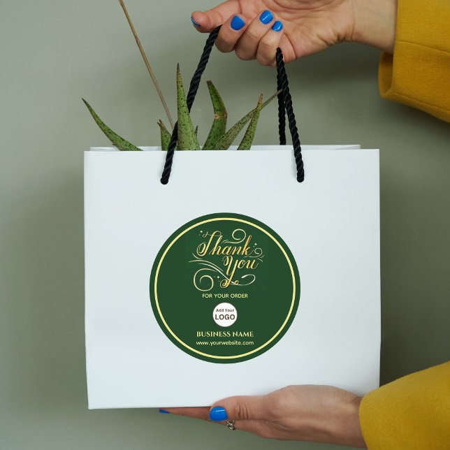 Adesivo Empresa comercial Obrigado Dourado | Adicionar LOG (Criador carregado)