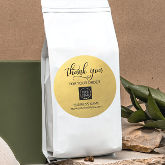 Adesivo Empresa comercial Obrigado Preto Dourado | Adicion