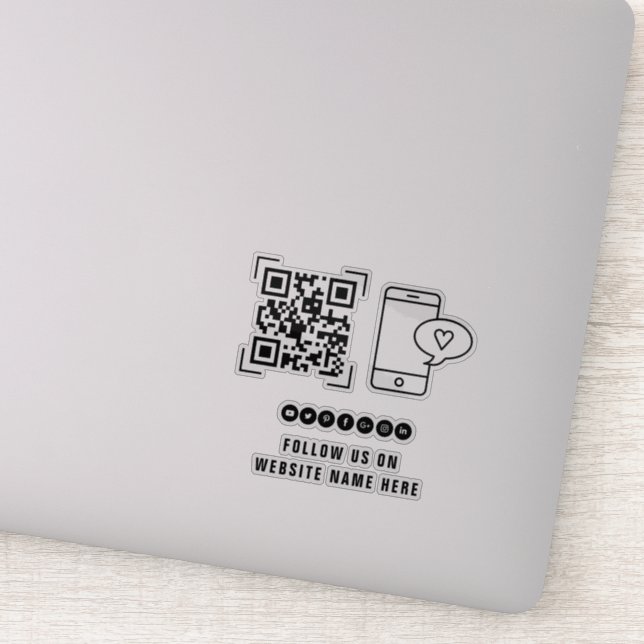 Adesivo Empresa Comercial | Siga-nos Código QR Scan (Detalhe)