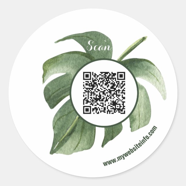 Adesivo Empresa de Código QR Floral Elegante (Frente)