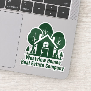 Adesivo Empresa de Imóveis Personalizada Casa Verde Laptop