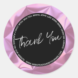 Adesivo Empresa de Script Metálico Rosa - Obrigado