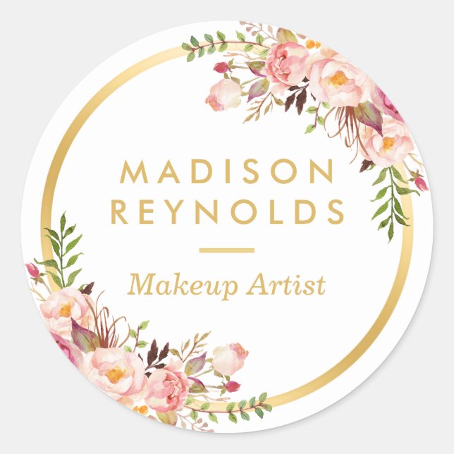 Adesivo Empresa pessoal flexível rosa-rosa-quadro Dourado  (Frente)