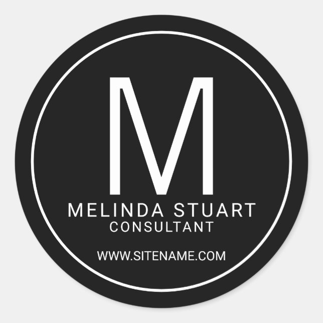 Adesivo Empresas de Monograma Moderno Preto e Branco (Frente)