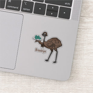 Adesivo Emu com ilustração de desenho animado de ovos