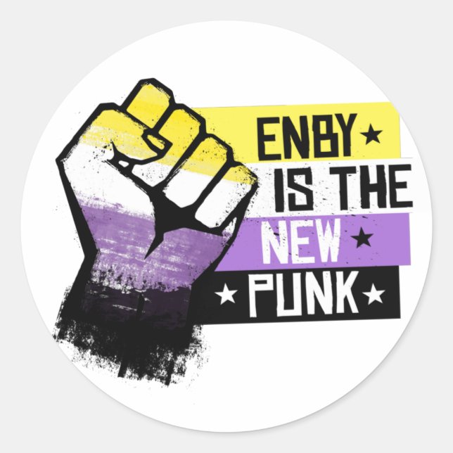 Adesivo Enby é o novo punk (Frente)