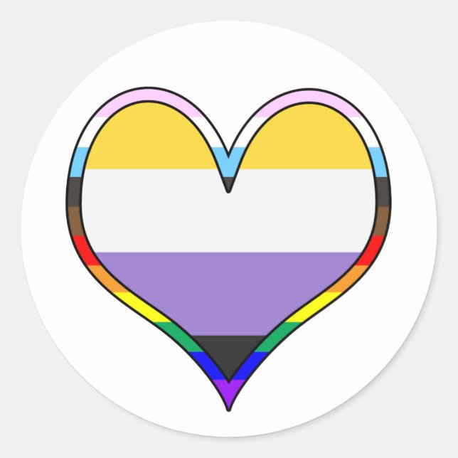 Adesivo Enby Pride Heart (Frente)
