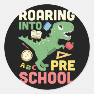 Adesivo Encaminhando Para A Pré-Escola Professor De Dinos