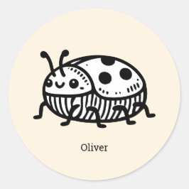 Adesivo Encantadora Ilustração do Besouro Desenhado à Mão