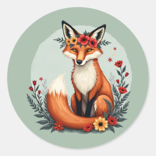 Adesivo Encantando Arte Foliar de Fox Woodland Floral