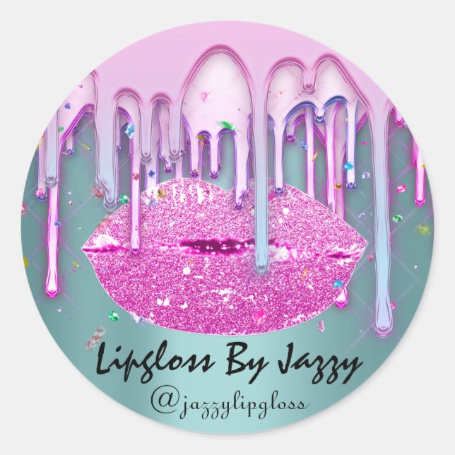 Adesivo Encapsulamento de gotas verdes cor-de-rosa com per (Frente)