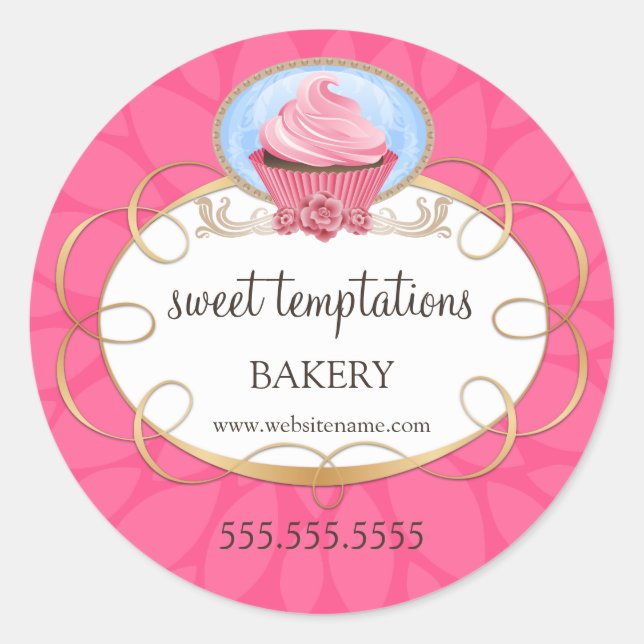 Adesivo Encapsulamento de panificação de Cupcake rosa eleg (Frente)