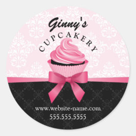 Adesivo Encapsulamento Elegante de Cupcake de Fita e Damas