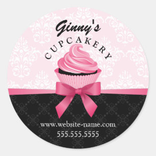 Adesivo Encapsulamento Elegante de Cupcake de Fita e Damas