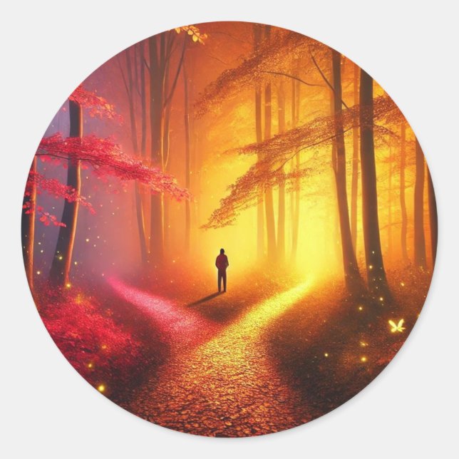 Adesivo Enchanted Crossroads – Vibrant Autumn Forest Art P (Frente)