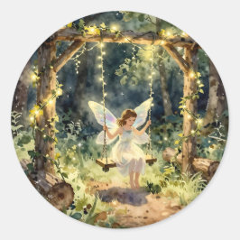 Adesivo Enchanted Fairy on a Swing in a Magical Forest