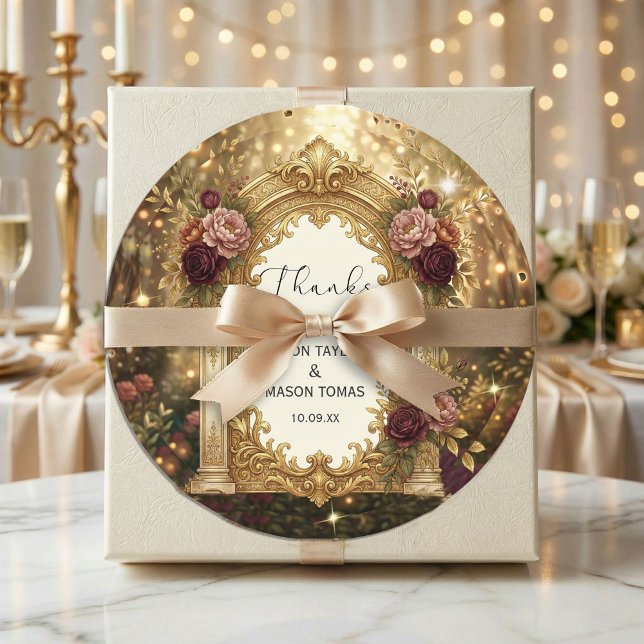 Adesivo Enchanted Garden Gate Wedding  (#weddingsticker
#weddinginvitationdesign
#roundweddingsticker
#luxuryweddingdesign
#vintagewedding)