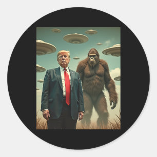 Adesivo Encontro engraçado de Trump com Bigfoot Ufo Alien