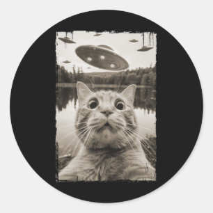 Adesivo Encontros De Gato De Vintage - Ufo Engraçado E Gat