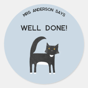 Adesivo Encorajamento Nome Professor Gato Fofo