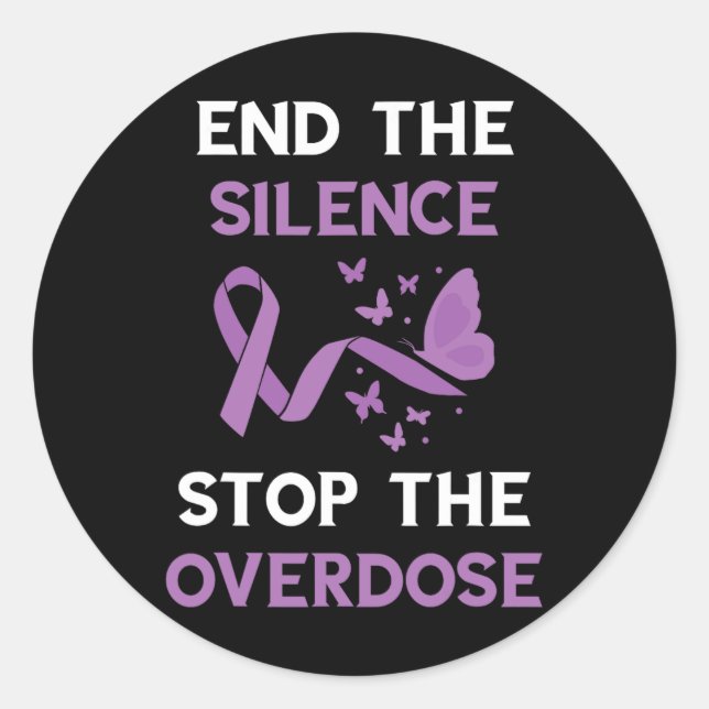 Adesivo End The Silence Purple Ribbon Overdose Awareness M (Frente)