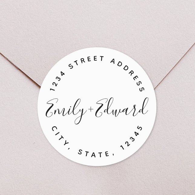 Adesivo Endereço Circular de Casamento de Nomes de Casais  (Criador carregado)