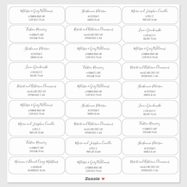 Adesivo Endereço Convidado de Letra de Script de Estilo Bo (Folha)