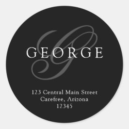 Adesivo Endereço da Cinza Negra do Monograma Elegante