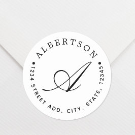 Adesivo Endereço da Família do Monograma do Script Preto n