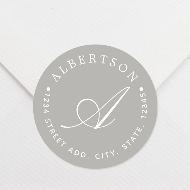 Adesivo Endereço da Família Monograma do Script da Na moda (Criador carregado)