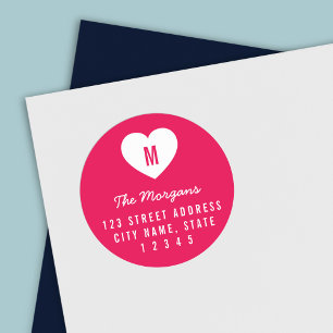 Adesivo Endereço da Família White Heart do Monograma de Co