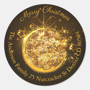 Adesivo Endereço da relâmpago de ouro bálsico de Natal